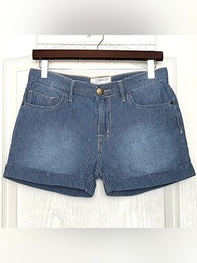 Current/Elliott The Westside Striped Denim Shorts Size 25 Railroad Blue White